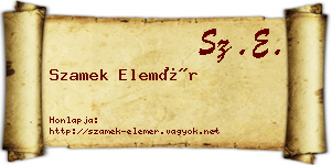 Szamek Elemér névjegykártya